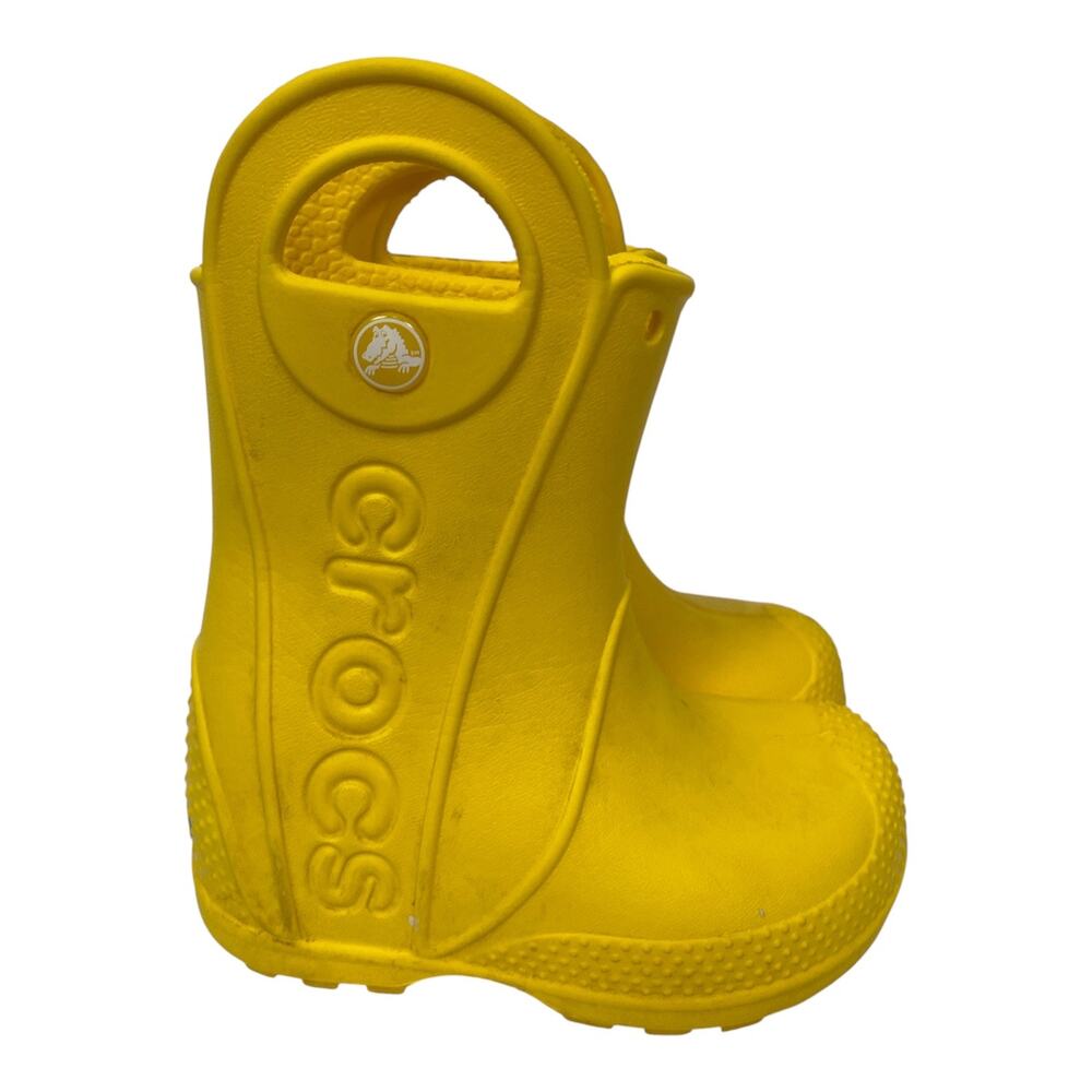 Crocs Toddler Rain Boots Yellow Waterproof Handle It Kids Size C6 flaw
